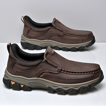 Mostelo® Mens Slip On Casual Outdoor Leather Walking Hiking Shoes V3689
