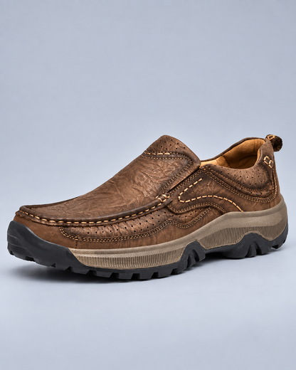 Men's Genuine Leather Slip-On Comfort Walking Shoes