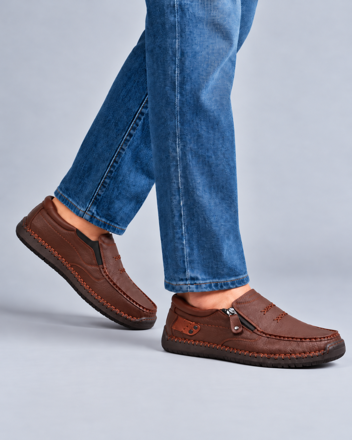 Men's Genuine Cowhide Leather Ankle Boots – Soft & Comfortable Side-Zip Walking Shoes
