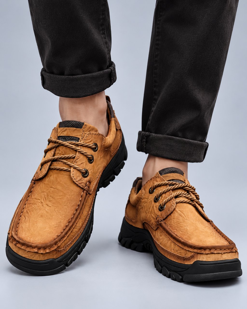 Men's Genuine Leather Outdoor Lace-Up Walking Shoes