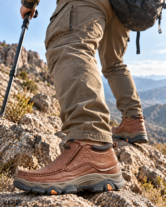 MOSTELO RidgeWalker Mid-Top Leather Slip-On Boots