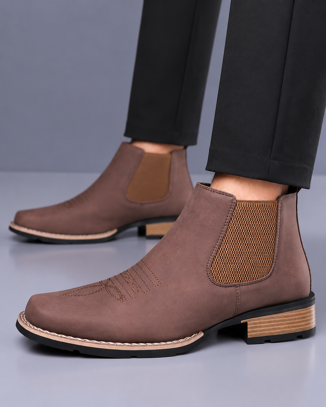 Men's Embroidered Western Chelsea Boots