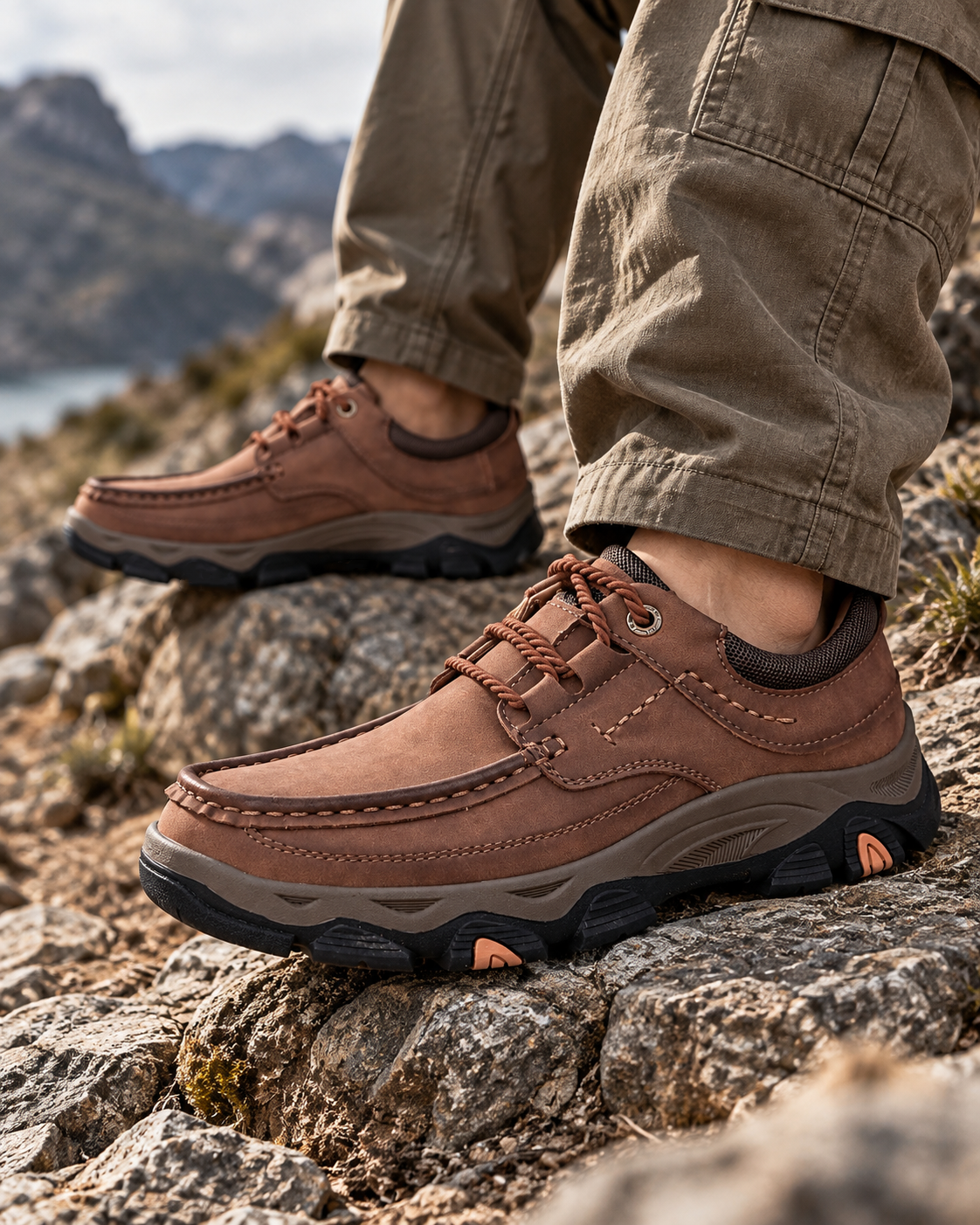 Men's Moc-Toe Lace-Up Walking Shoes – Rugged Comfort Casual Shoes