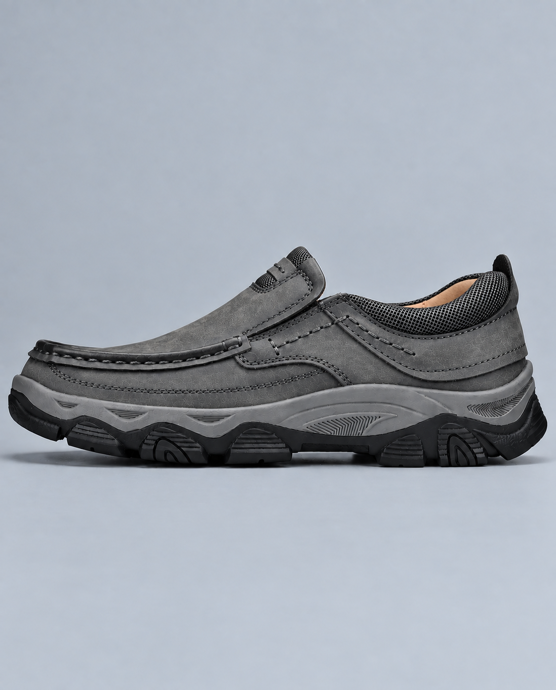 Men's Genuine Leather Moc-Toe Slip-On Walking Shoes