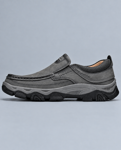 Men's Genuine Leather Moc-Toe Slip-On Walking Shoes
