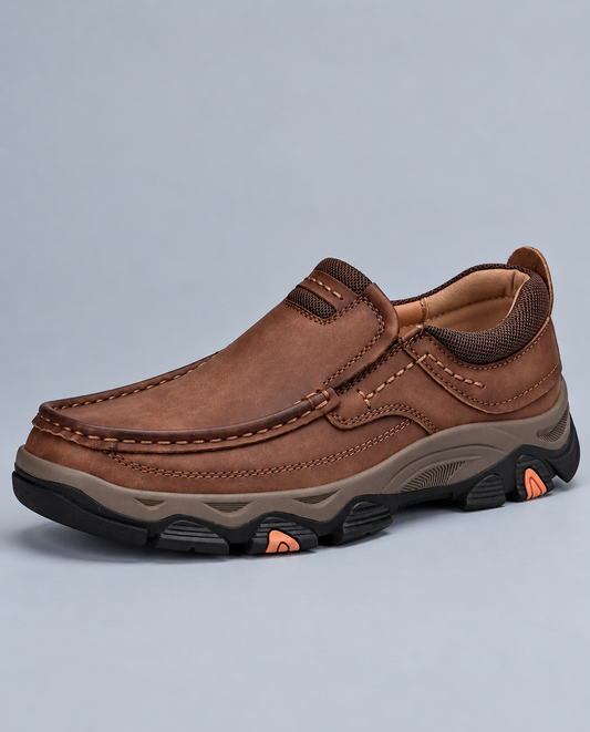 Men's Genuine Leather Moc-Toe Slip-On Walking Shoes