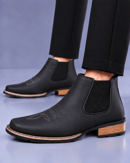 Men's Embroidered Western Chelsea Boots
