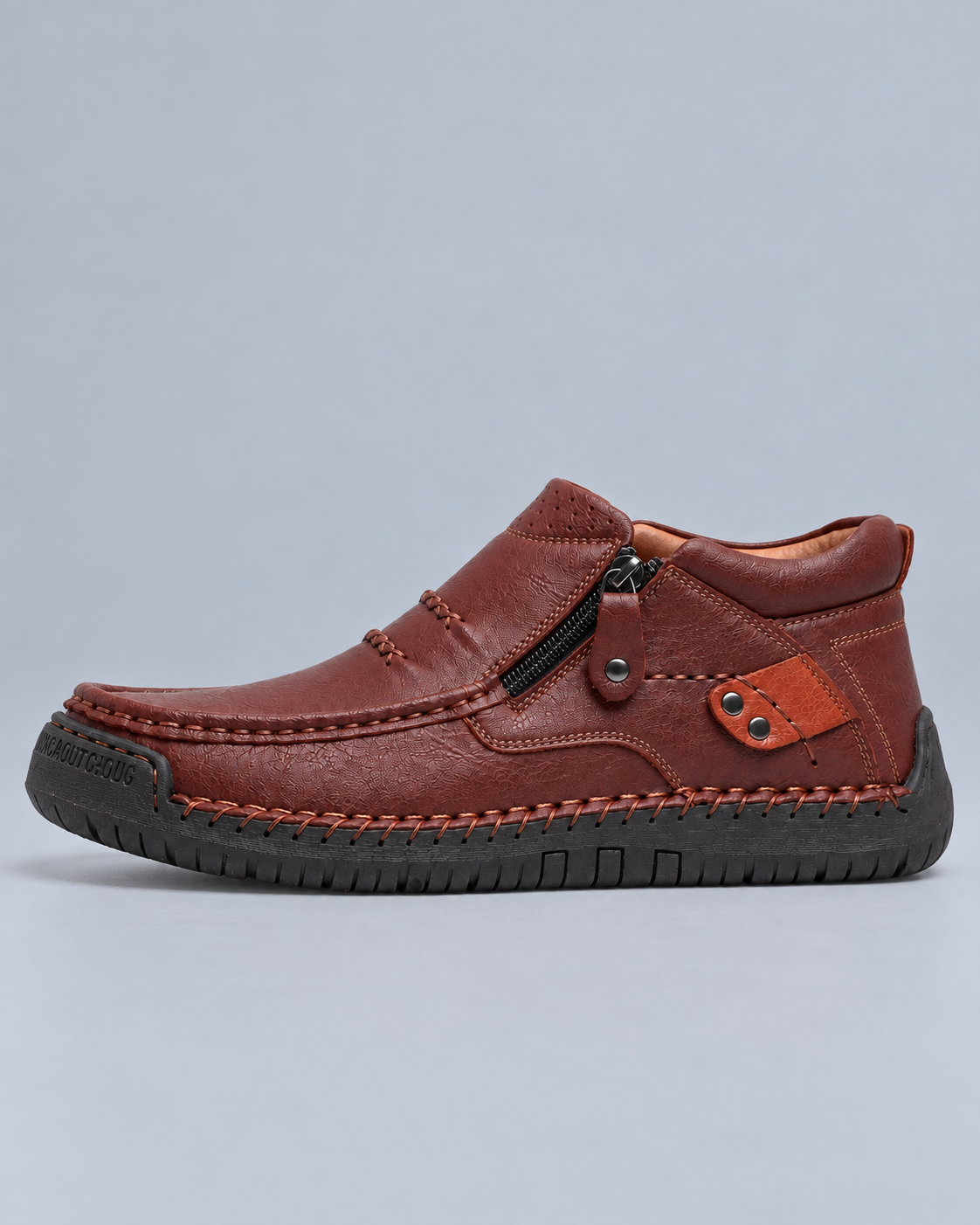 Men's Genuine Cowhide Leather Ankle Boots – Soft & Comfortable Side-Zip Walking Shoes