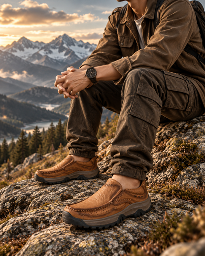 Men's Genuine Leather Slip-On Comfort Walking Shoes