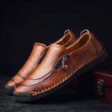 Mostelo™—Men Hand Stitching Zipper Slip-ons Leather Loafers
