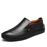 Mostelo™—Men Hand Stitching Zipper Slip-ons Leather Loafers