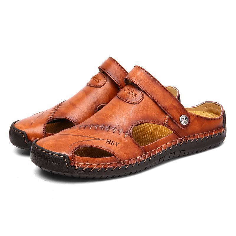 Mostelo™—Men Hand Stitching Soft Outdoor Closed Toe Leather Casual Sandals