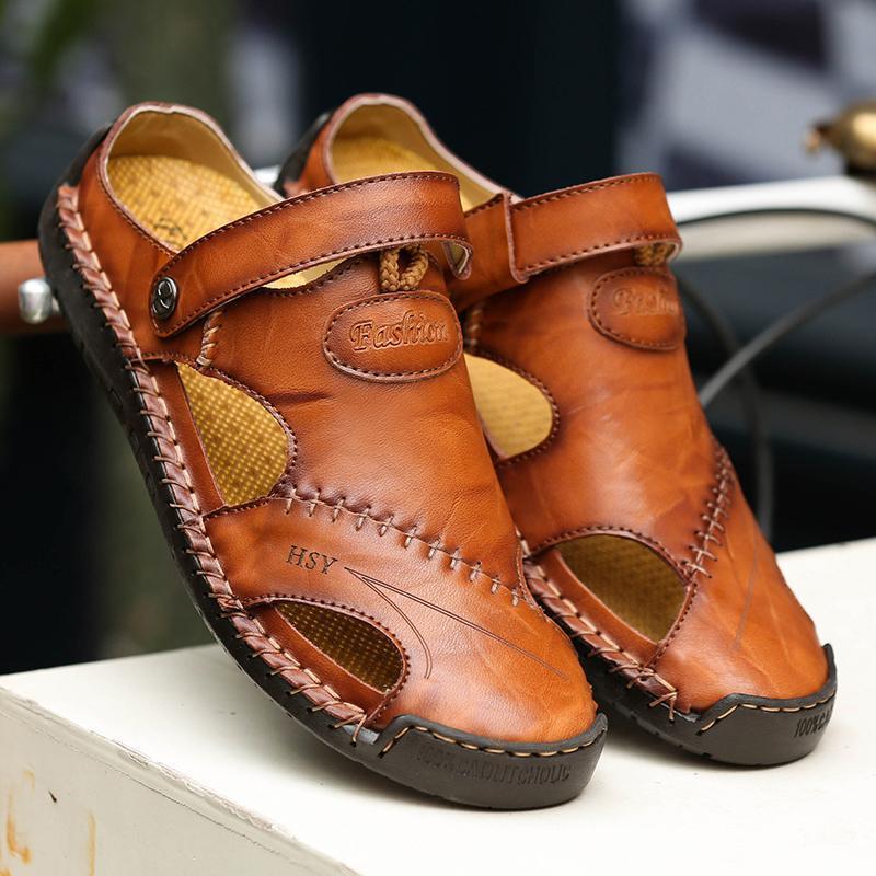 Mostelo™—Men Hand Stitching Soft Outdoor Closed Toe Leather Casual Sandals