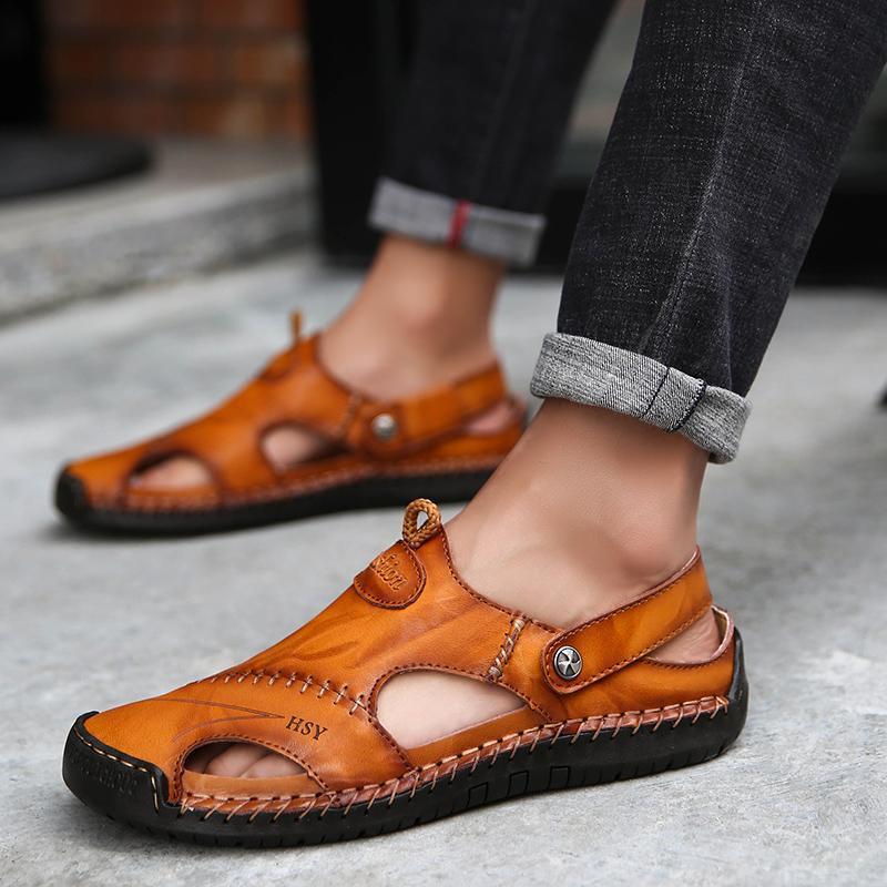 Mostelo™—Men Hand Stitching Soft Outdoor Closed Toe Leather Casual Sandals