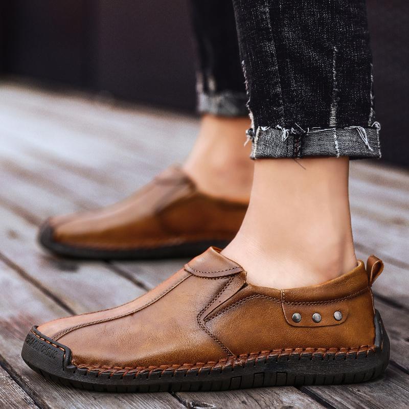 Men's Casual Shoes Hand Stitching Fashion Slip-on