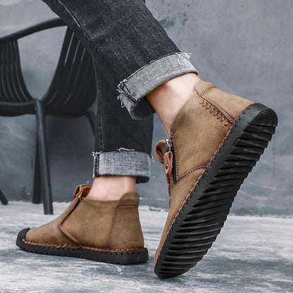 Mostelo™ - Men Hand Stitching Leather Non Slip Large Size Soft Casual Ankle Boots
