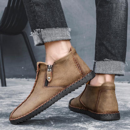 Mostelo™ - Men Hand Stitching Leather Non Slip Large Size Soft Casual Ankle Boots
