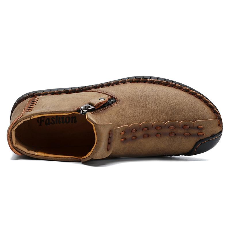 Mostelo™ - Men Hand Stitching Leather Non Slip Large Size Soft Casual Ankle Boots