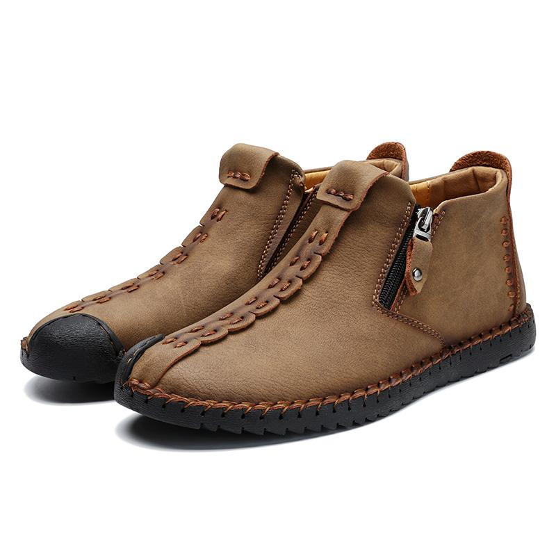 Mostelo™ - Men Hand Stitching Leather Non Slip Large Size Soft Casual Ankle Boots