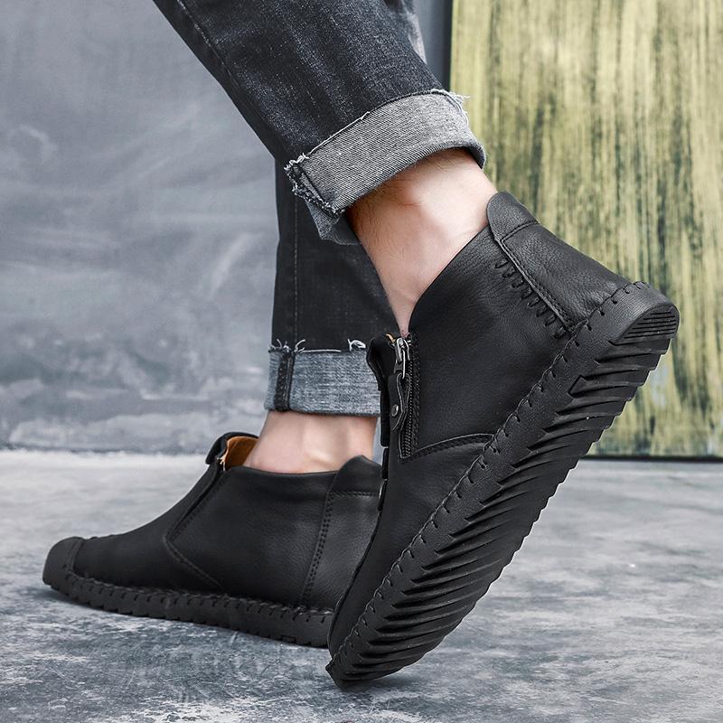 Mostelo™ - Men Hand Stitching Leather Non Slip Large Size Soft Casual Ankle Boots