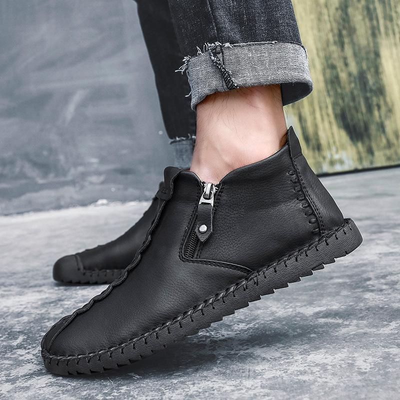 Mostelo™ - Men Hand Stitching Leather Non Slip Large Size Soft Casual Ankle Boots