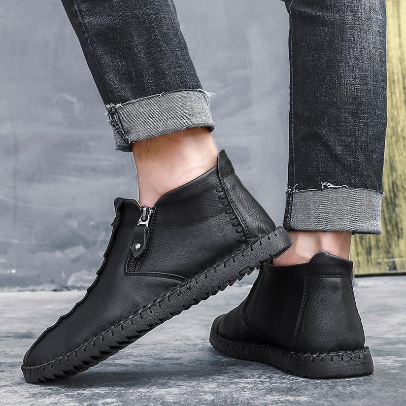 Mostelo™ - Men Hand Stitching Leather Non Slip Large Size Soft Casual Ankle Boots
