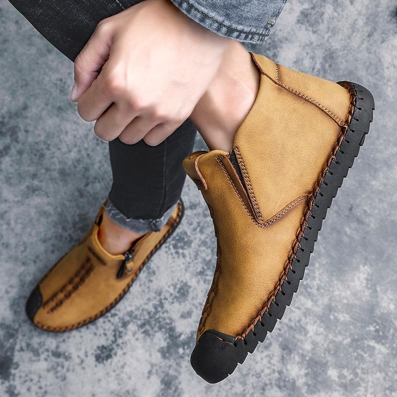 Mostelo™ - Men Hand Stitching Leather Non Slip Large Size Soft Casual Ankle Boots