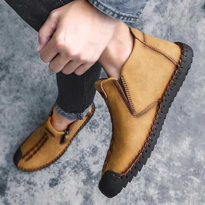 Mostelo™ - Men Hand Stitching Leather Non Slip Large Size Soft Casual Ankle Boots