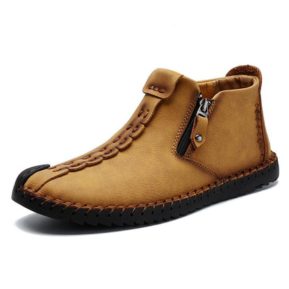 Mostelo™ - Men Hand Stitching Leather Non Slip Large Size Soft Casual Ankle Boots