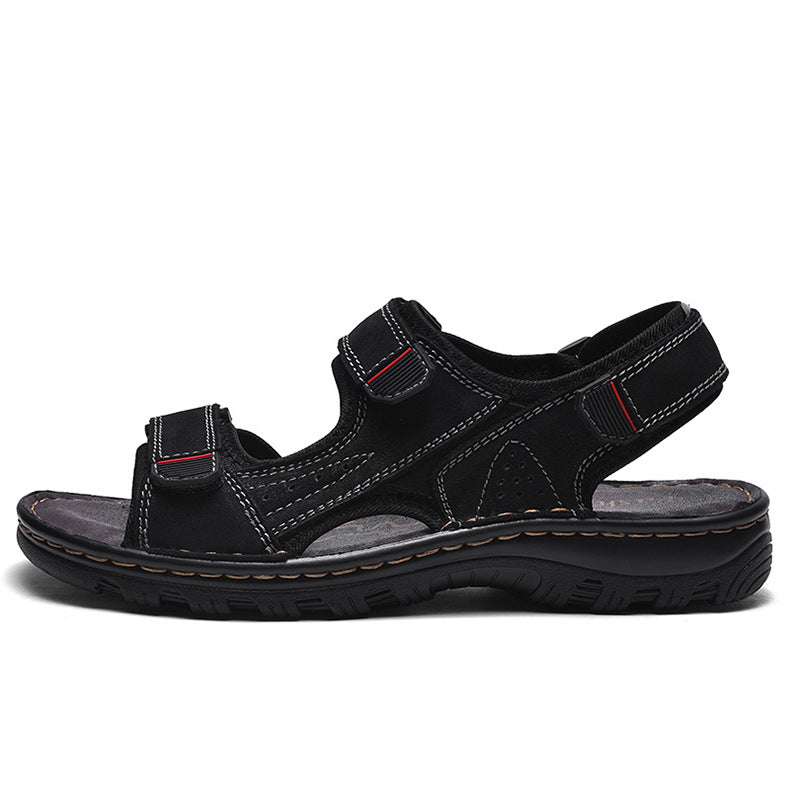 Mostelo Men's Sandals Leather Open Toe Beach Sandal Outdoor Summer Sport Sandals