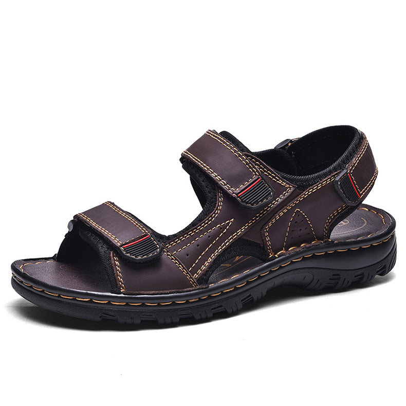 Mostelo Men's Sandals Leather Open Toe Beach Sandal Outdoor Summer Sport Sandals