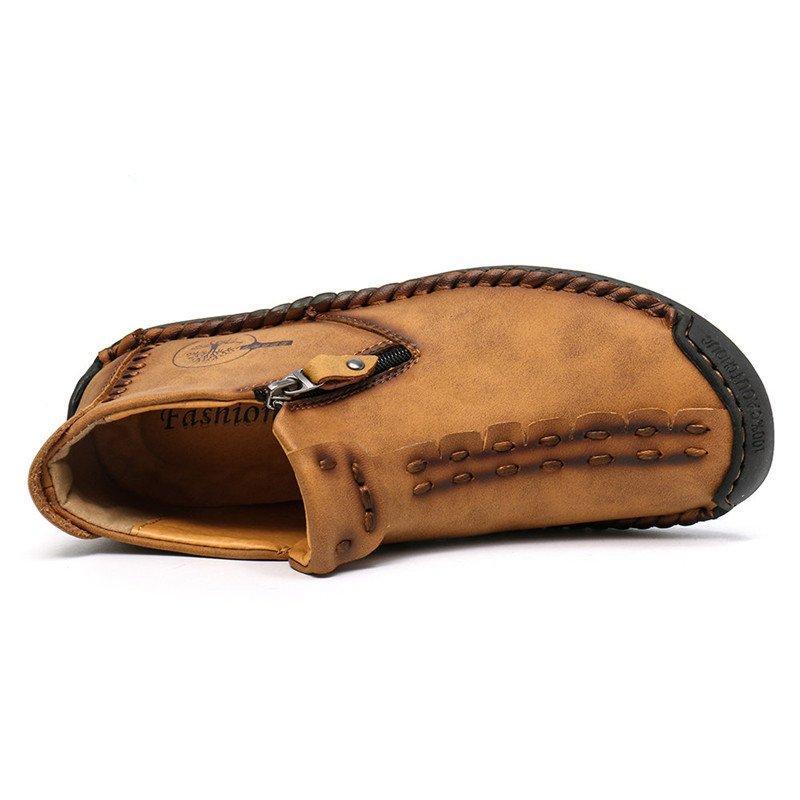 Mostelo™ - Men's Hand Stitching Leather Non Slip Side Zipper Casual Boots