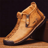Mostelo™ - Men's Hand Stitching Leather Non Slip Side Zipper Casual Boots