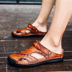 Men's casual breathable handmade leather sandals