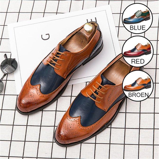 Men's Retro Leather Non Slip Business Formal Shoes