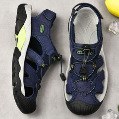 Mostelo  Men's Sandals Arch Support Casual Genuine Leather Summer Outdoor Beach Fisherman Sandals for Men