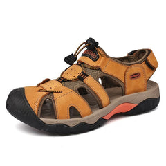 Mostelo  Men's Sandals Arch Support Casual Genuine Leather Summer Outdoor Beach Fisherman Sandals for Men