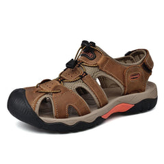 Mostelo  Men's Sandals Arch Support Casual Genuine Leather Summer Outdoor Beach Fisherman Sandals for Men