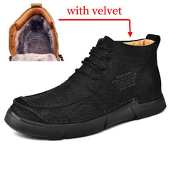 Mostelo® -Winter men's casual leather shoes with leather soft soles and high top leather shoes