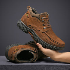 Mostelo® - Men's Leather Boots Leather Casual Men's Shoes Short Boots Outdoor Work Boots Suede Snow Boots