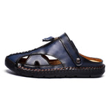 Mostelo  Men'S Sandals Outdoor Leather Closed Toe Beach Shoes