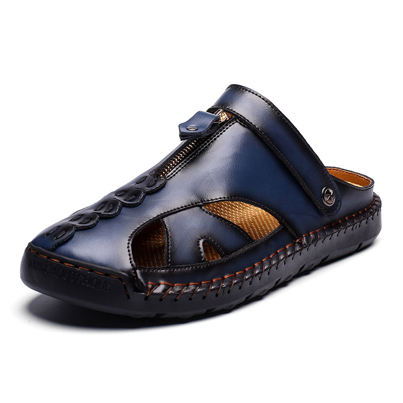 Mostelo  Men'S Sandals Outdoor Leather Closed Toe Beach Shoes