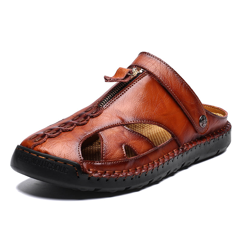 Mostelo  Men'S Sandals Outdoor Leather Closed Toe Beach Shoes