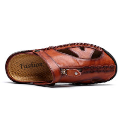 Mostelo  Men'S Sandals Outdoor Leather Closed Toe Beach Shoes
