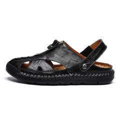 Mostelo  Men'S Sandals Outdoor Leather Closed Toe Beach Shoes