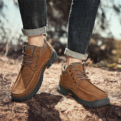 Mostelo® - Men's Leather Boots Leather Casual Men's Shoes Short Boots Outdoor Work Boots Suede Snow Boots