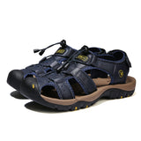 Sports Outdoor Sandals Summer Men's Beach Shoes Closed-Toe Shoes Leather Casual Trekking Walking Hiking Touch Close Strap Sandals for Men