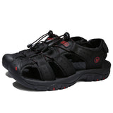 Sports Outdoor Sandals Summer Men's Beach Shoes Closed-Toe Shoes Leather Casual Trekking Walking Hiking Touch Close Strap Sandals for Men