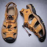 Sports Outdoor Sandals Summer Men's Beach Shoes Closed-Toe Shoes Leather Casual Trekking Walking Hiking Touch Close Strap Sandals for Men