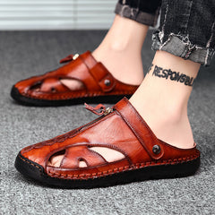 Mostelo  Men'S Sandals Outdoor Leather Closed Toe Beach Shoes